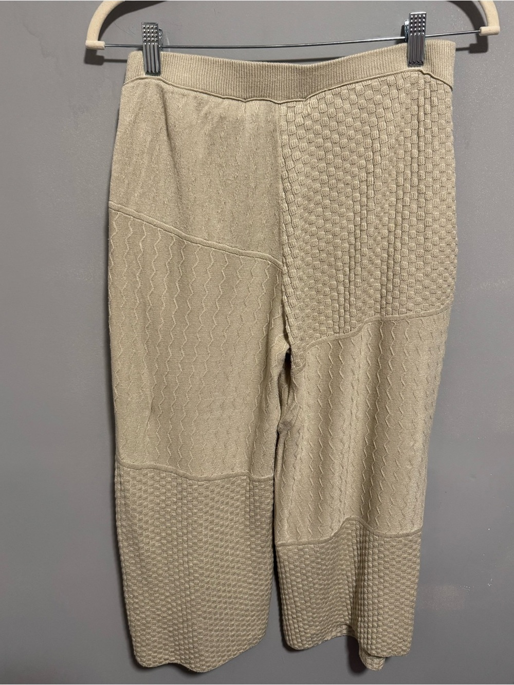 Free People- FP Beach Cream Knit Wide Leg Cropped Pants. Size M